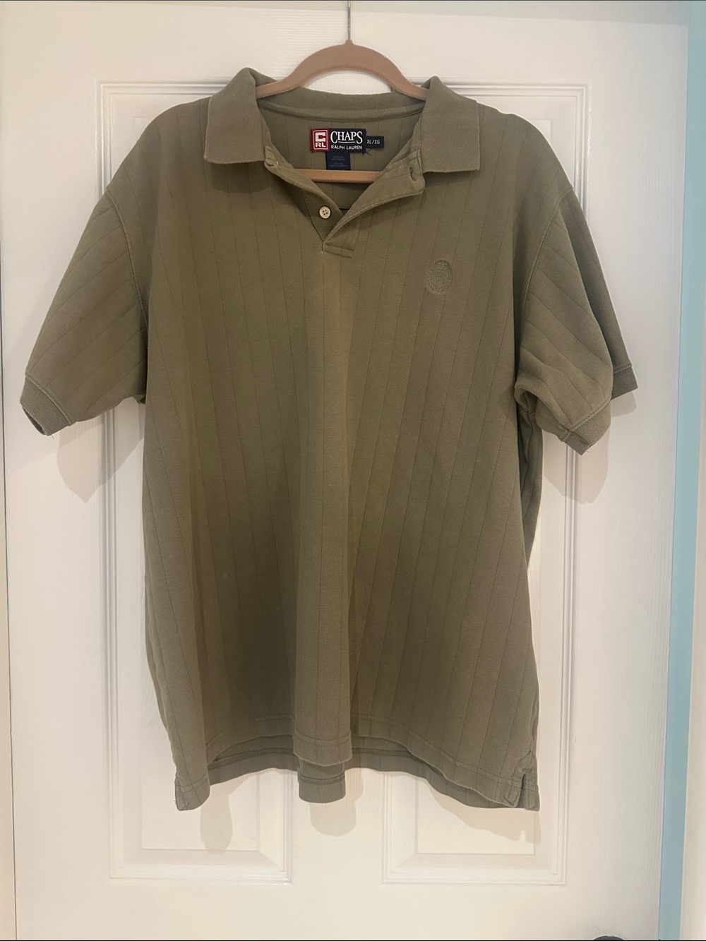 Chaps Men's Olive Green Ribbed Polo